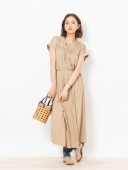【WEB先行販売】フレンチスリーブシャツワンピース