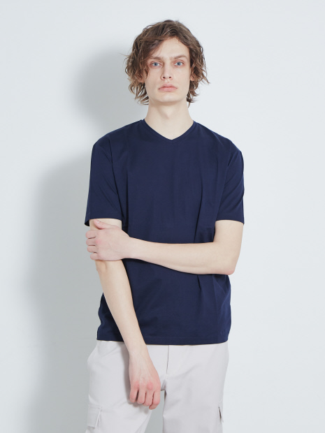 【展開店舗限定】シルケット天竺 Vネック半袖Tシャツ