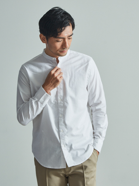 【展開店舗限定】ストレッチ オックス バンドカラー シャツ