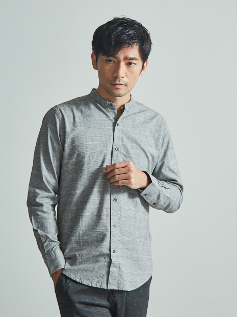 【展開店舗限定】ストレッチ オックス バンドカラー シャツ