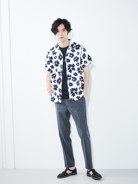 【展開店舗限定】Flowerオープンカラー半袖シャツ