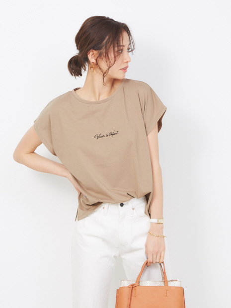 ecru 刺繍ロゴゆるTシャツ