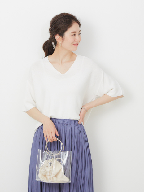 【WEB限定カラーあり】ecru ヴィスコースナイロンニット
