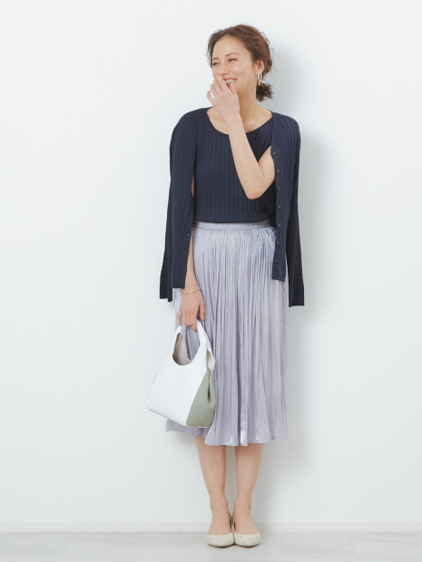 【UVカット加工】ecru ワイドリブカーディガン