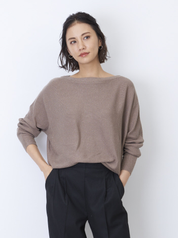 OUTLET (Ladie's) - 【新色追加】ecru ラメ横リブドルマンプルオーバー