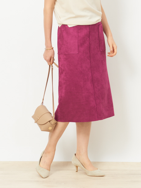 追加新色 Ecru フェイクスエードタイトスカート Abahouse Mavie アバハウス マヴィ