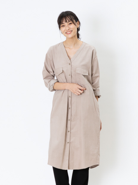 Ecru コーデュロイシャツワンピース Abahouse Mavie アバハウス マヴィ