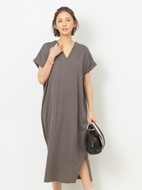 Ecru シルケット Vネックワンピース Abahouse Mavie アバハウス マヴィ