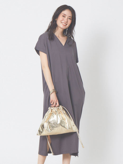 新色登場 Ecru シルケットvネックワンピース Abahouse Mavie アバハウス マヴィ