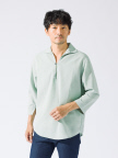 【リネンタッチ】7分袖 カプリシャツ / スキッパーシャツ