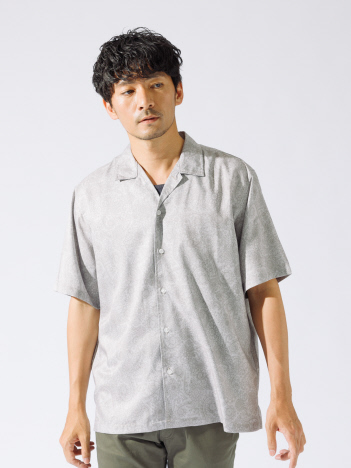 【オリエンタル柄】オープンカラー 半袖シャツ