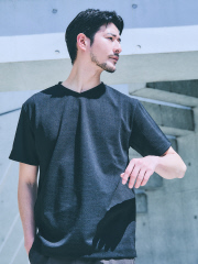 アバハウス グレイ
【チェック柄】ジャガード Vネック 半袖 Tシャツ