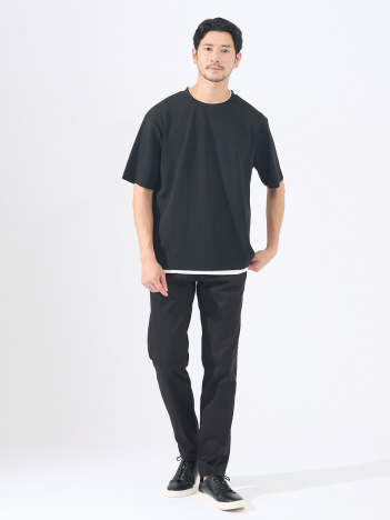 【レイヤード】ストライプ ジャガード 半袖Tシャツ
