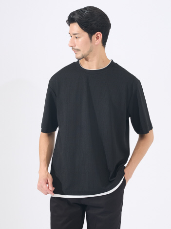 ABAHOUSE GRAY - 【レイヤード】ストライプ ジャガード 半袖Tシャツ
