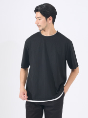 ABAHOUSE GRAY - 【レイヤード】ストライプ ジャガード 半袖Tシャツ
