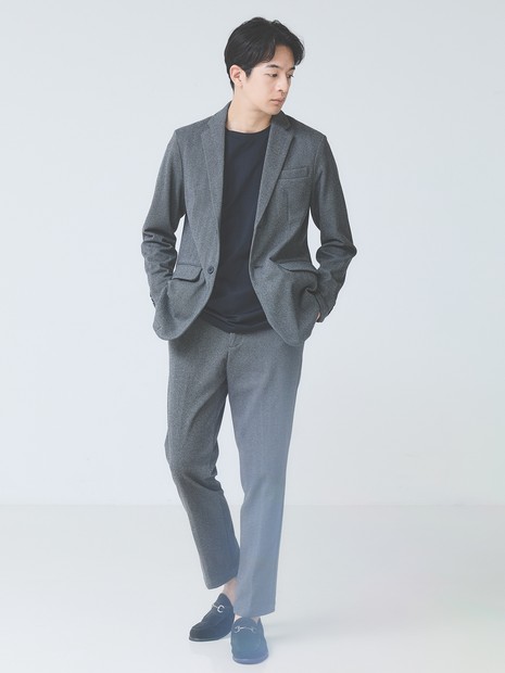 【セットアップ対応】ヘリンボーン ジャガード ニットスラックス