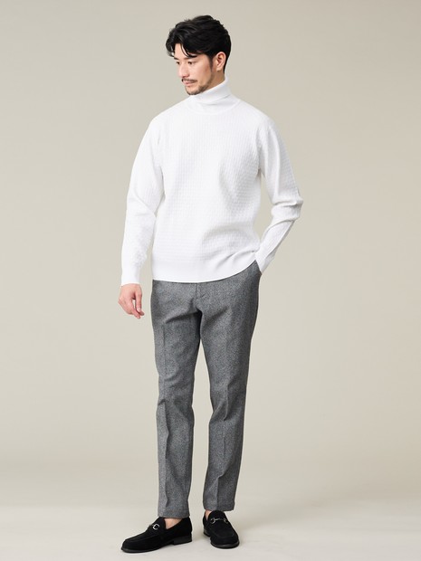 セットアップ対応】ヘリンボーン ジャガード ニットスラックス