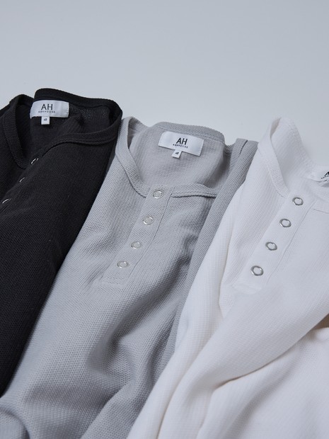 AH ABAHOUSE】モダン カノコ スナップ ヘンリーネック ロングスリーブT