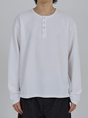 AH ABAHOUSE】モダン カノコ スナップ ヘンリーネック ロングスリーブT