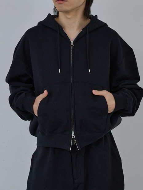 AH ABAHOUSE】クロップド ダブルジップ スウェットフーディー