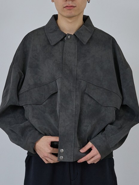 ジャケット・アウター HACO AH ABAHOUSE】クロップド ネオレザー A-2ジャケット｜ABAHOUSE GRAY