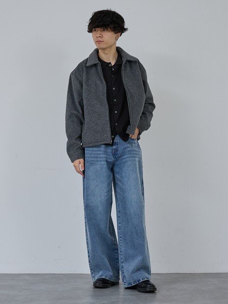 【AH ABAHOUSE】クロップド ダブルジップアップ シャギーブルゾン