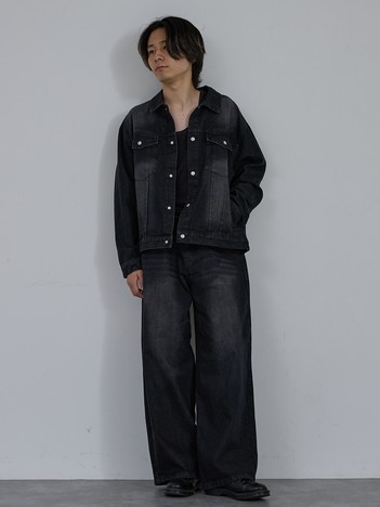 【AH ABAHOUSE】ヴィンテージライク ブラスト デニムジャケット / セットアップ対応