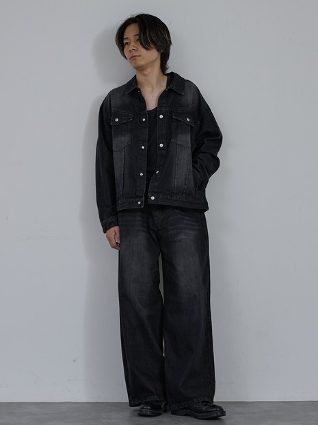 【AH ABAHOUSE】ヴィンテージライク ブラスト デニムジャケット / セットアップ対応