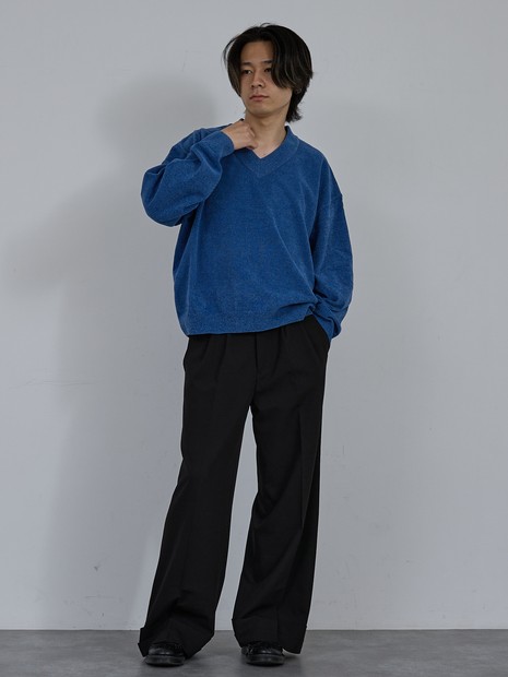 【AH ABAHOUSE】ハイゲージモール クロップド Vネックニット