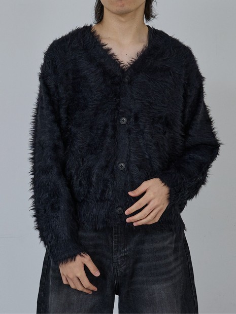 AH ABAHOUSE】ロングシャギー ニットカーディガン｜ABAHOUSE GRAY