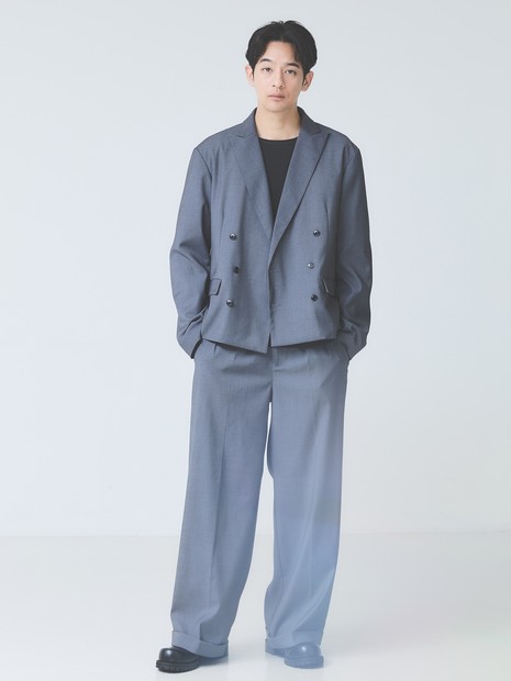 【AH ABAHOUSE】2タック ワイドストレートスラックス / セットアップ対応