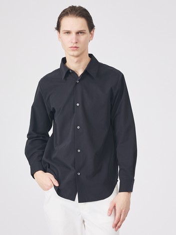 【リラックスフィット】ピーチサテン レギュラーカラーシャツ