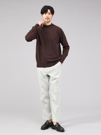 カシミヤタッチ】ハイゲージ モックネック ニット｜ABAHOUSE GRAY