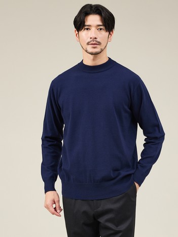 【カシミヤタッチ】ハイゲージ モックネック ニット