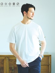 【SMART CLOSET】シルケット天竺 クルーネック 半袖Tシャツ / 接触冷感 / 遮熱