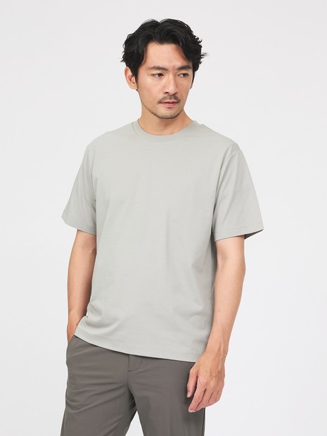 【SMART CLOSET】シルケット天竺 クルーネック 半袖Tシャツ / 接触冷感 / 遮熱
