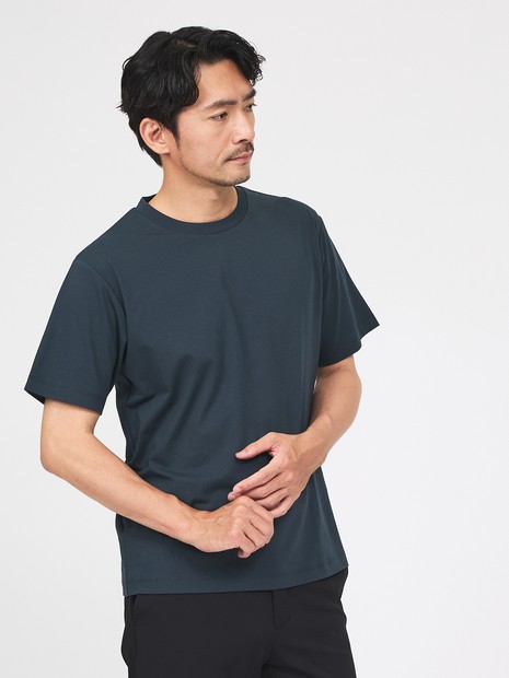 【SMART CLOSET】シルケット天竺 クルーネック 半袖Tシャツ / 接触冷感 / 遮熱