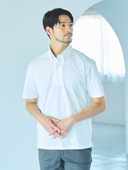 SMART CLOSET】シルケット天竺 ボタンダウン半袖ポロシャツ / 接触冷感