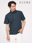 【SMART CLOSET】シルケット天竺 ボタンダウン半袖ポロシャツ / 接触冷感 / 遮熱
