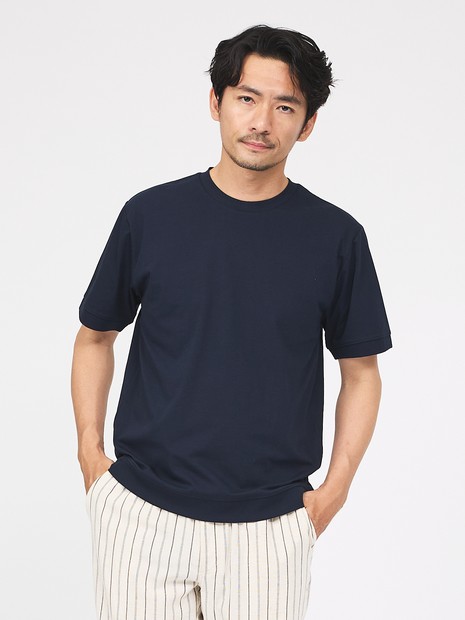 【SMART CLOSET】シルケット天竺 ワイドリブ Tシャツ / 接触冷感 / 遮熱