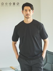 【SMART CLOSET】シルケット天竺　ワイドリブ Tシャツ / 接触冷感 / 遮熱