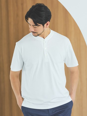 【SMART CLOSET】シルケット天竺 キーヘンリーネック Tシャツ / 接触冷感 / 遮熱