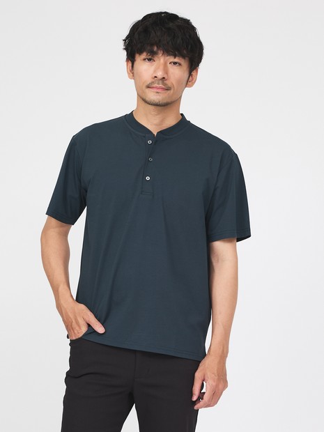 【SMART CLOSET】シルケット天竺 キーヘンリーネック Tシャツ / 接触冷感 / 遮熱