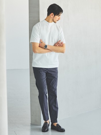【SMART CLOSET/WEB限定】シルケット天竺 モックネック Tシャツ / 接触冷感 / 遮熱