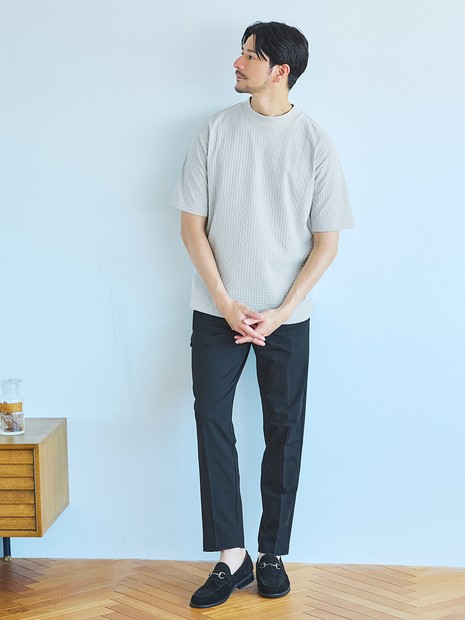 【凹凸編み】リンクス ブロック 半袖Tシャツ