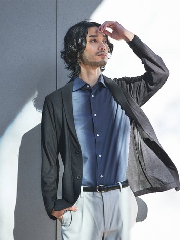 【接触冷感】ハニカムメッシュ ショールブルゾン/ジャケット