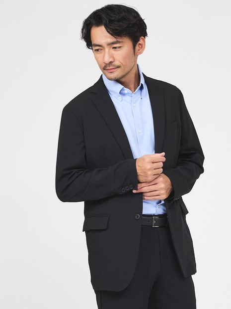 【接触冷感/セットアップ対応】ナイロンジャガード ストレッチ シングルジャケット