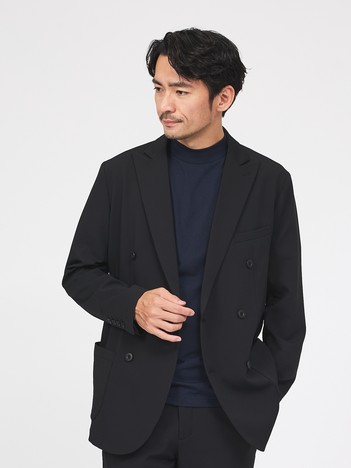 【接触冷感/セットアップ対応】ナイロンジャガード ストレッチ ダブルジャケット
