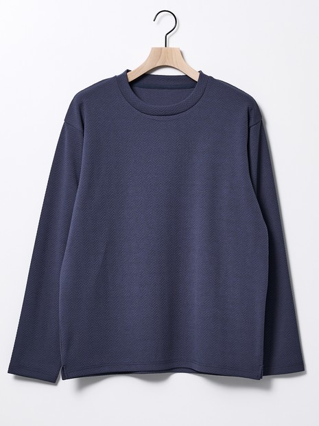 LEONARD 葉柄 長袖トップス ヘリンボーン ジャガード 長袖Tシャツ｜ABAHOUSE GRAY / アバハウス グレイ
