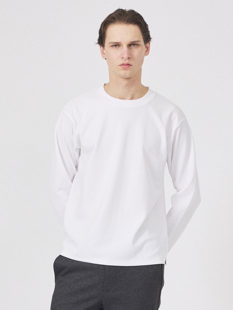 ヘリンボーン ジャガード 長袖Tシャツ